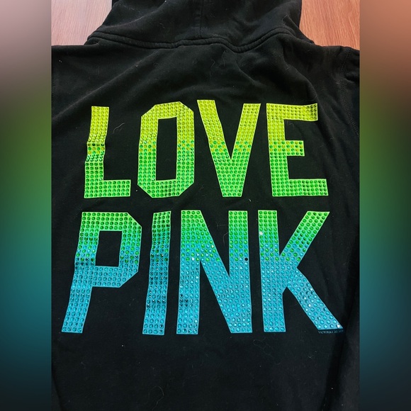 PINK VS RARE/HTF OMBRÉ RHINESTONE BLING HOODIE S - Picture 5 of 9